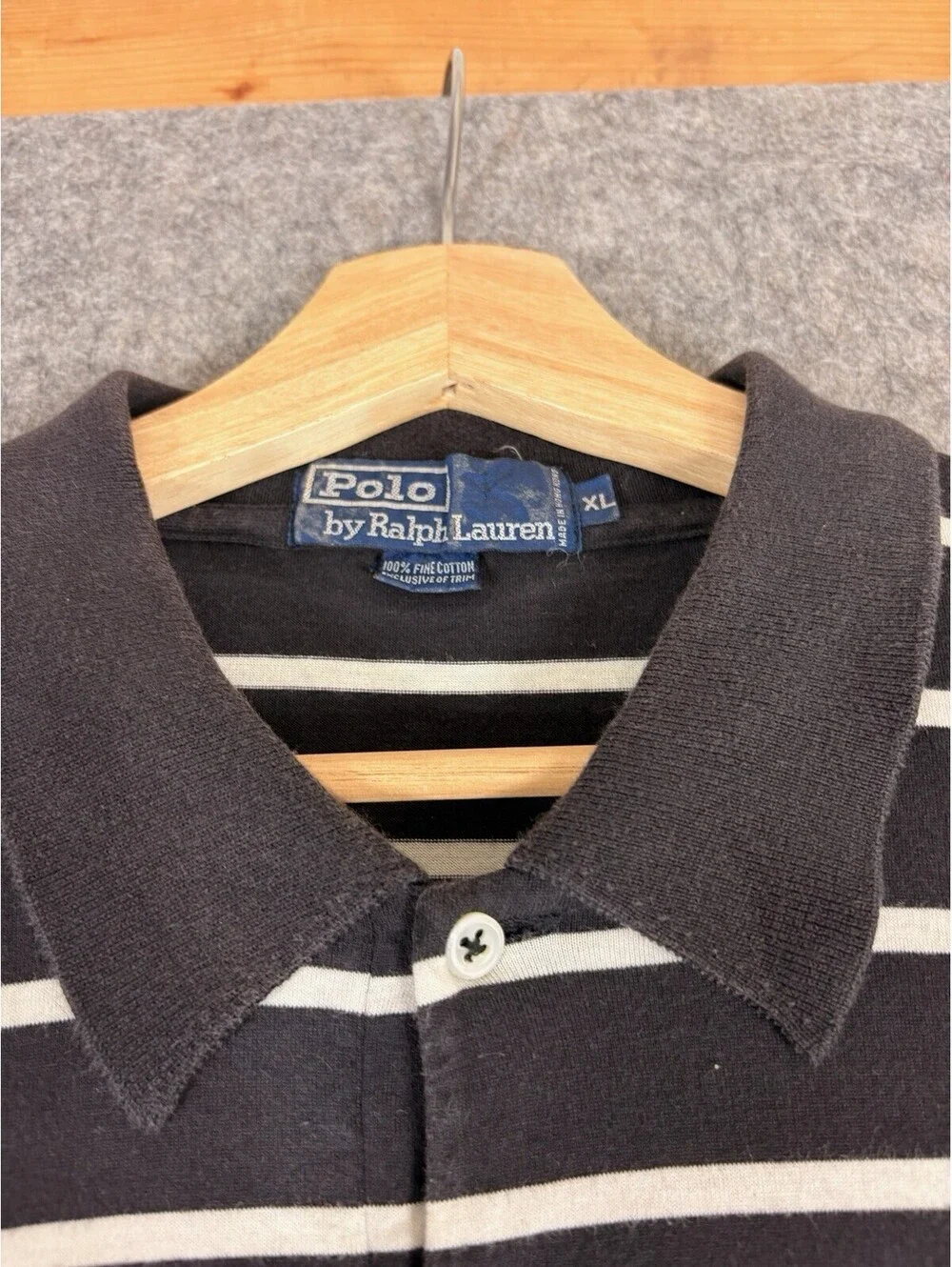 Vintage Ralph Lauren Polo Shirt Mens XL Black Striped Pony Golf 90s Y2K